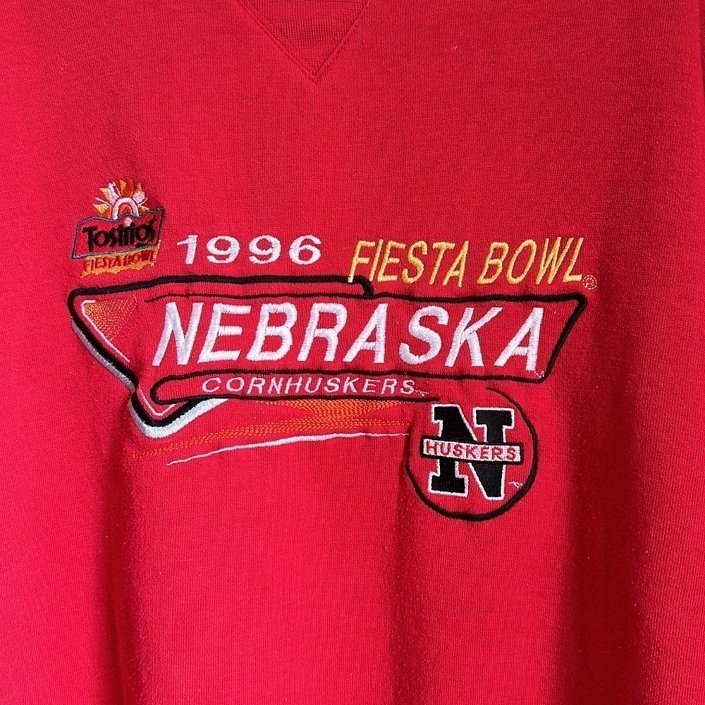 Vintage Midwest Embroidery 1996 Fiesta Bowl Nebraska Cornhuskers Football Crew - Picture 2 of 6